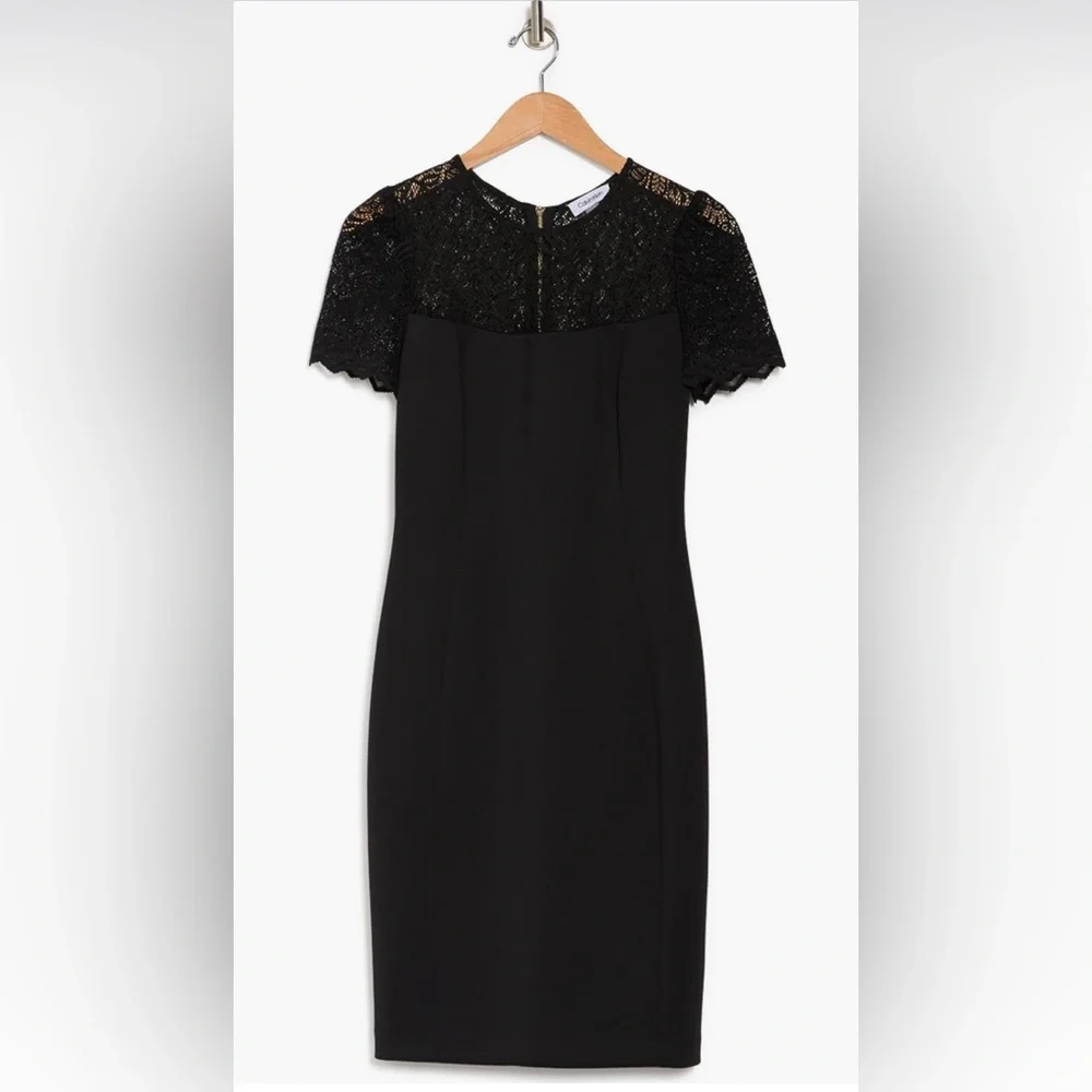NWT Calvin Klein Lace Yoke Sheath Dress - size 8 - Picture 5 of 5